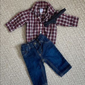 Plaid Onesie Holiday Christmas Bowtie Bow Tie